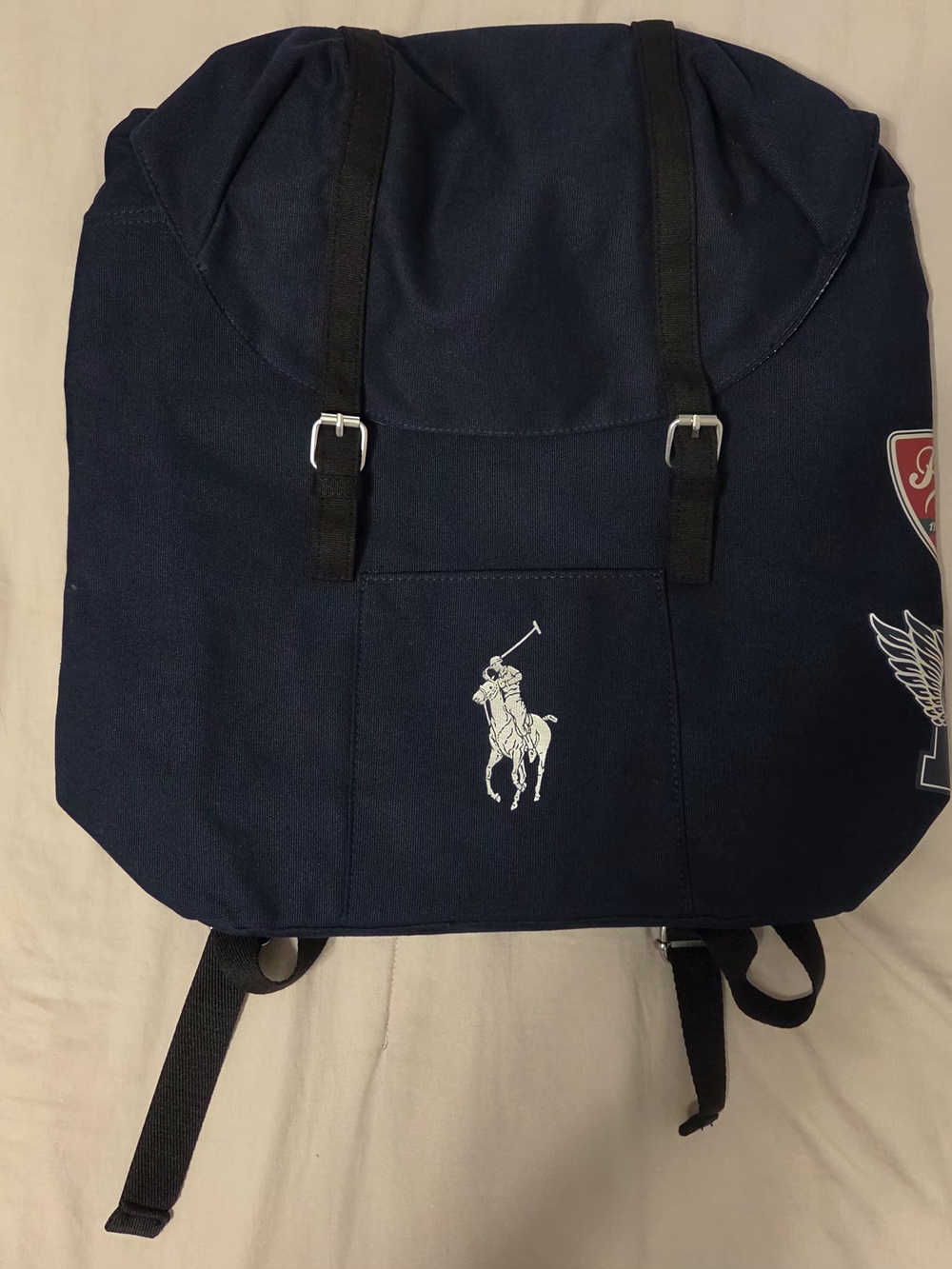 Polo Ralph Lauren Fragrances Navy Canvas Backpack GWP Logo Varsity RARE
